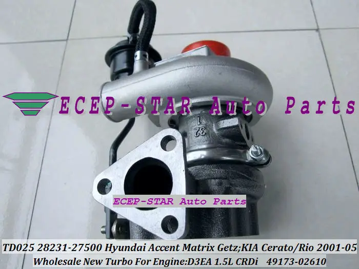 Фото Турбокомпрессор TD025 28231-27500 49173-02610 49173-02620 для KIA Cerato Rio, HYUNDAI Accent Getz Matrix 01- D3EA 1.5L CRDI 28231 27500 №4