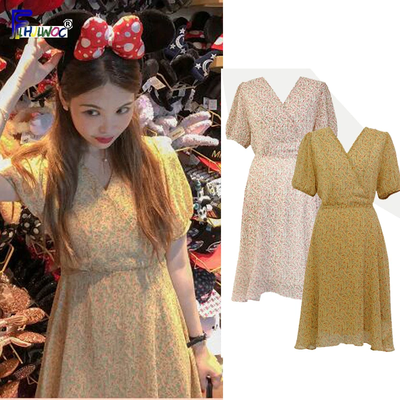 Женское шифоновое платье с коротким рукавом элегантное винтажное желтое мини в