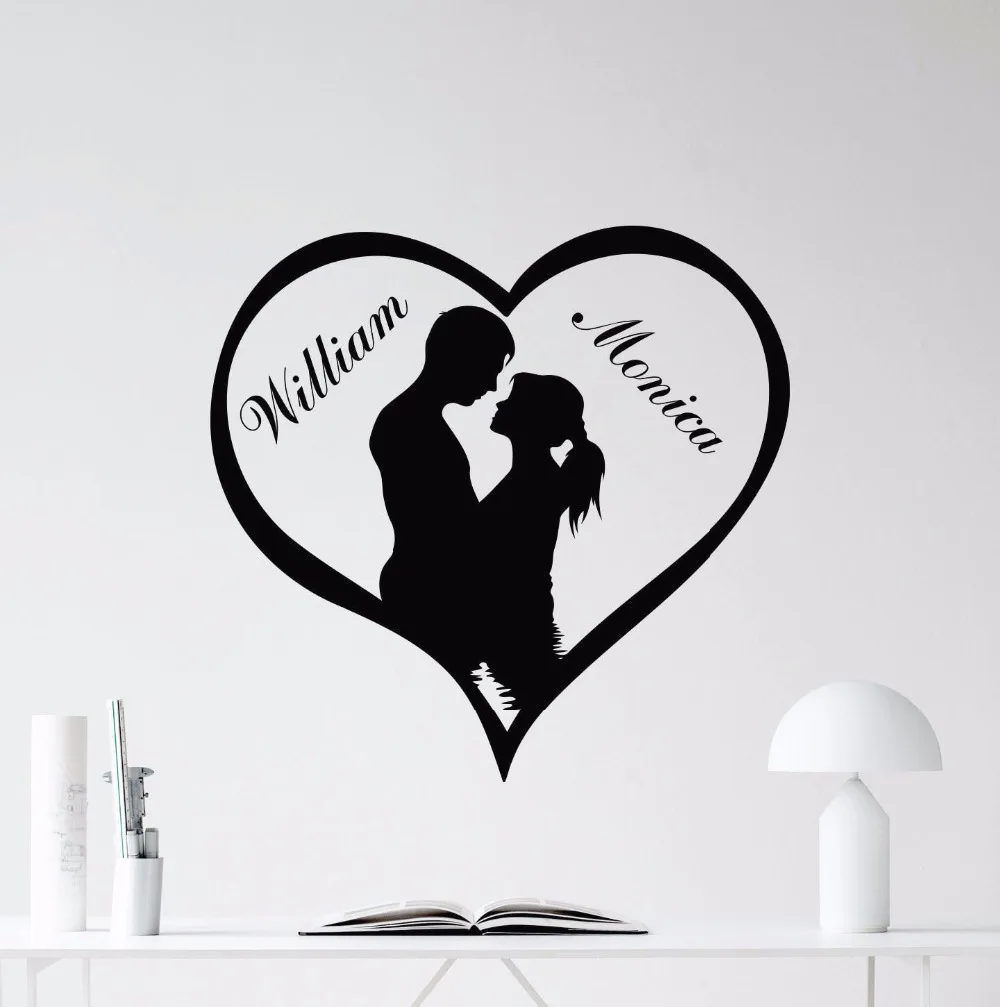 Пользовательские имена Love Наклейка на стену в виде сердца съемные любящие