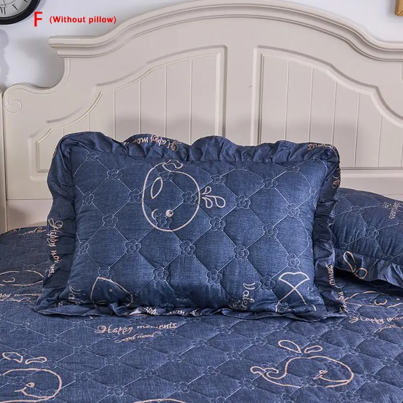 F 1 Pair Pillowcase Синяя хлопковая одно-, двуспальная юбка с цветочным принтом, покрывало для матраса, Нижняя юбка для близнецов - Цвет: F 1 Pair Pillowcase