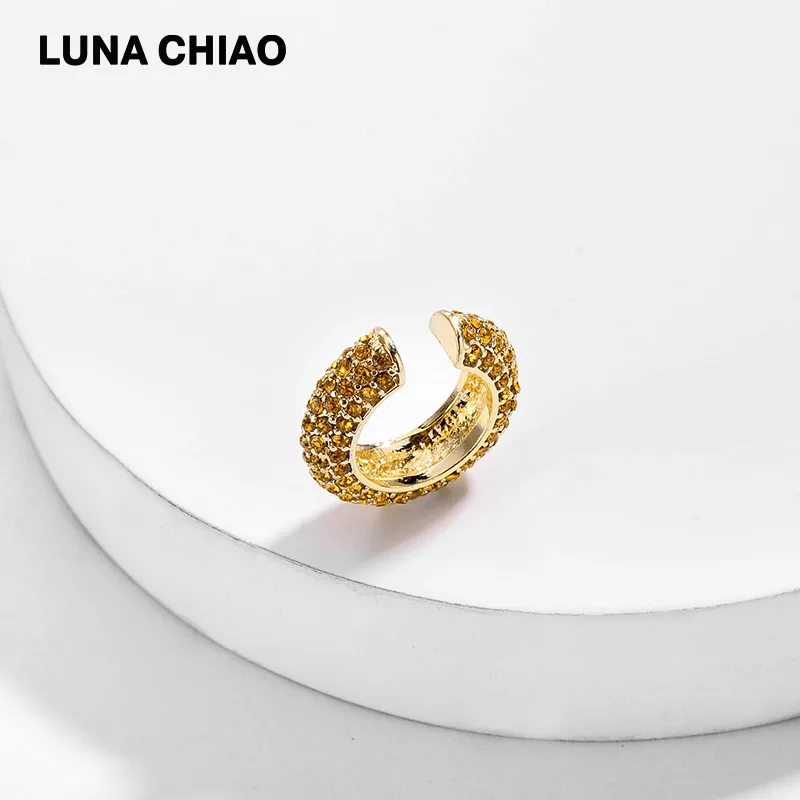 A0729YE LUNA CHIAO Популярные хрустальные стразы металлические жемчужные манжеты для ушей штабелируемые манжеты Комплект сережек для женщин - Metal Color: A0729YE