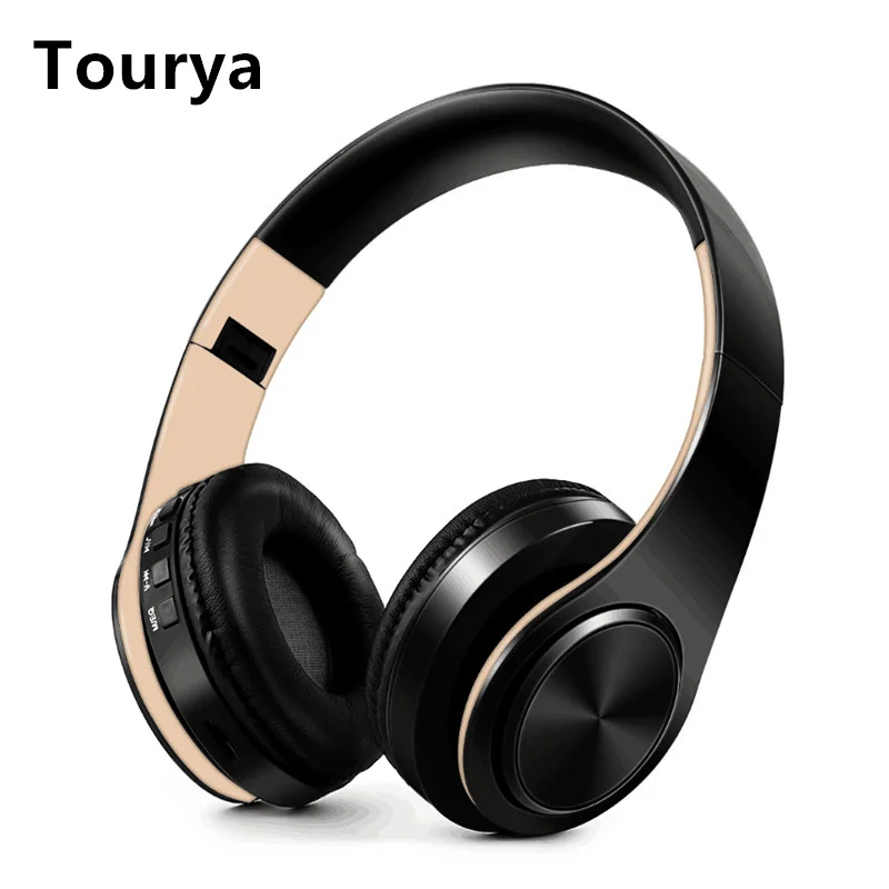 Tourya B7 беспроводные наушники Bluetooth гарнитура наушники с микрофоном для ПК мобильного телефона музыка - Цвет: Black Gold