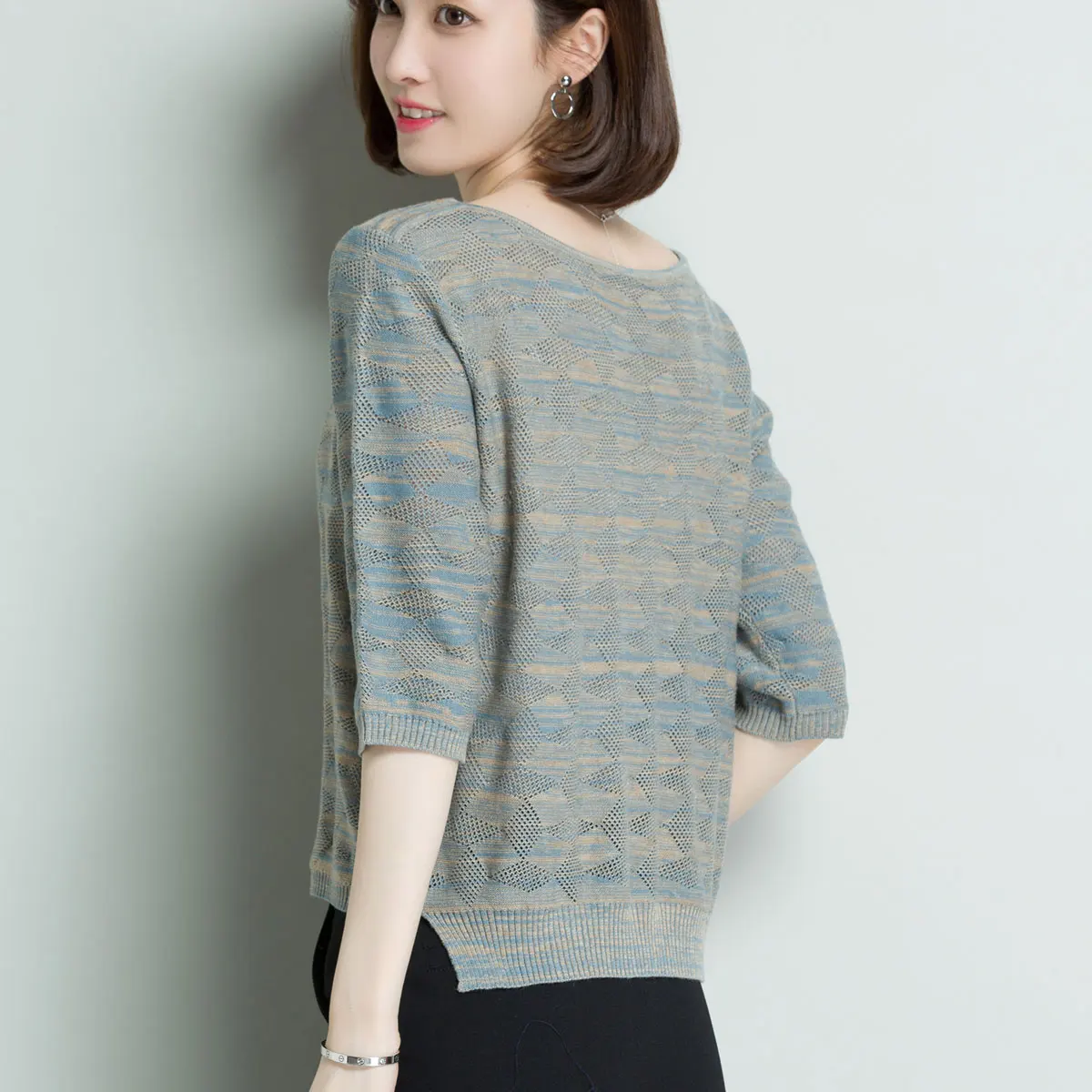 2018 Spring Summer Knitted Tops Women Sweater Shirt Casual Pullover Half Sleeve Loose Thin Knitting Jumper S- 3XL | Женская одежда