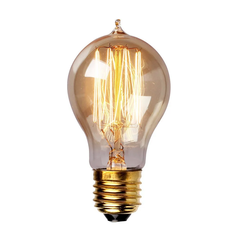 4-pack E27 база 40 Вт марочные шарики edison A19 старинное волокно вольфрамовый спиральный Глобус Стиль линейный 64 якоря накаливания 220 В