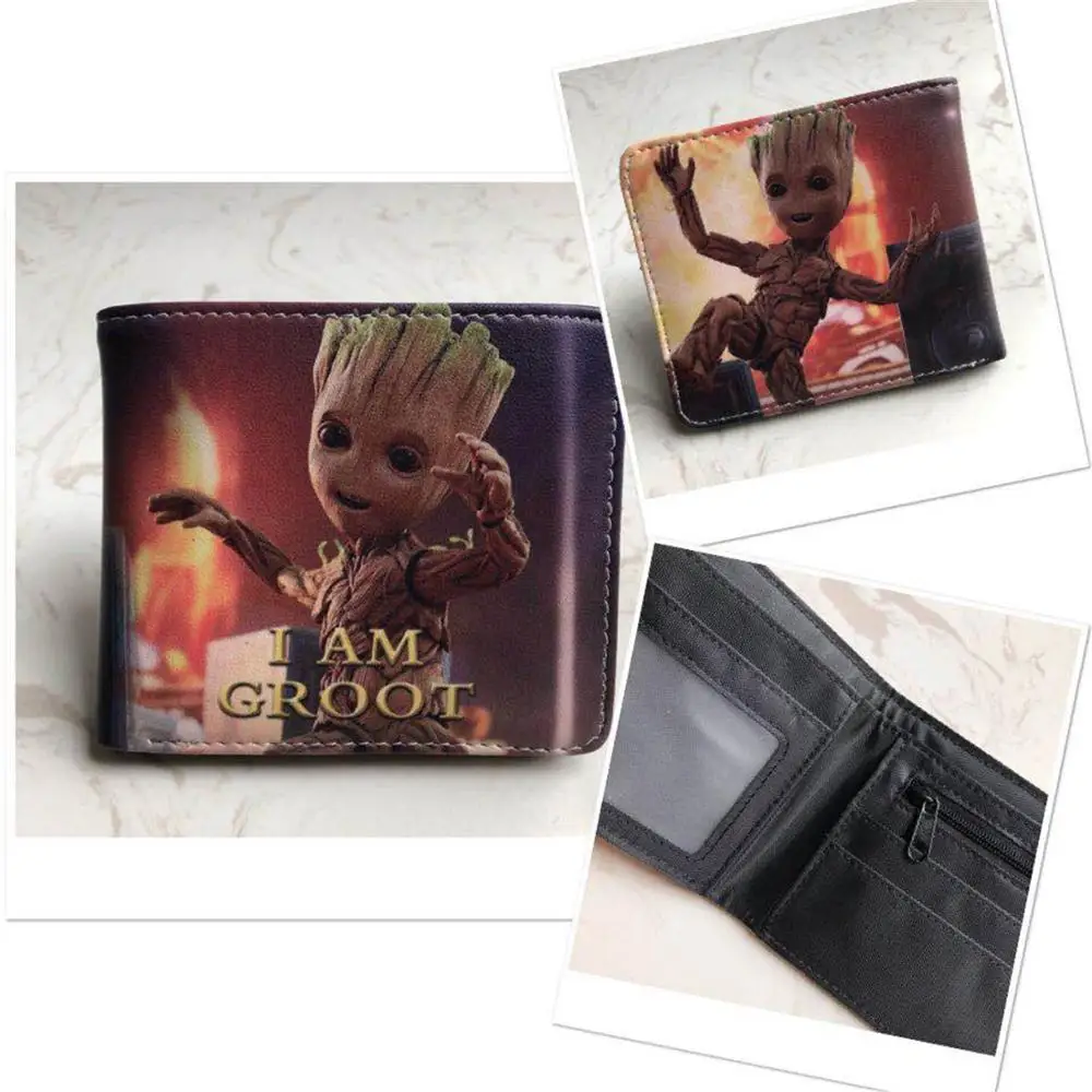 Фильм стражи Галактики Groot двойной складной кошелек для мальчиков и девочек кошелек для кредитных карт PU короткий кошелек