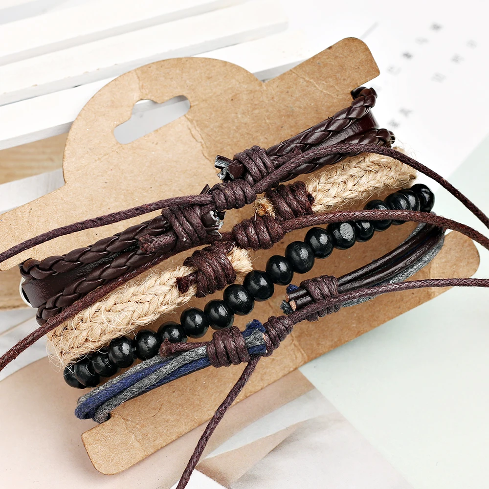 2024 трендовые ювелирные изделия винтажный многослойный кожаный браслет ручной