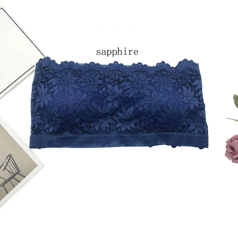 One Size Fashion Women Bra Lace Floral Full Cup Strapless Wire Free Wrapped Chest Female Bras | Женская одежда