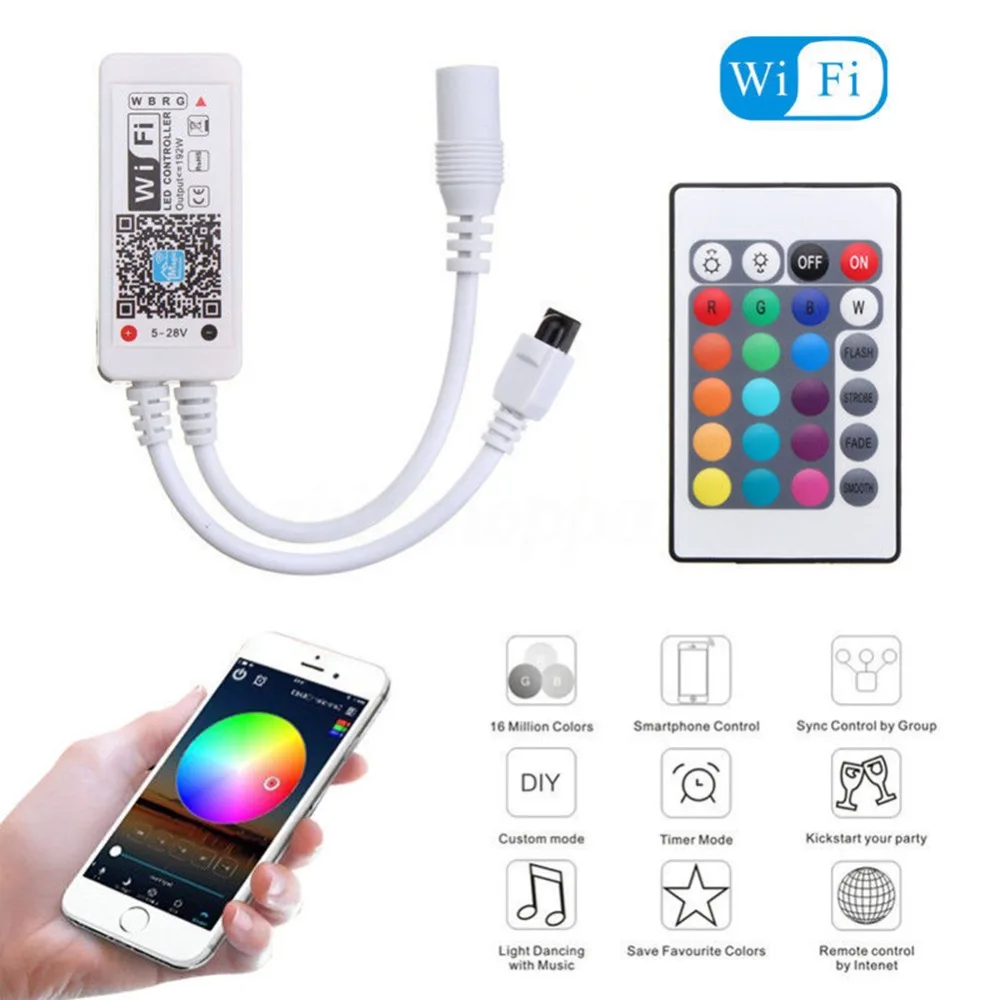 Лидер продаж миниатюрный контроллер для светодиодных лент RGB/RGBW с Wi Fi музыкальный
