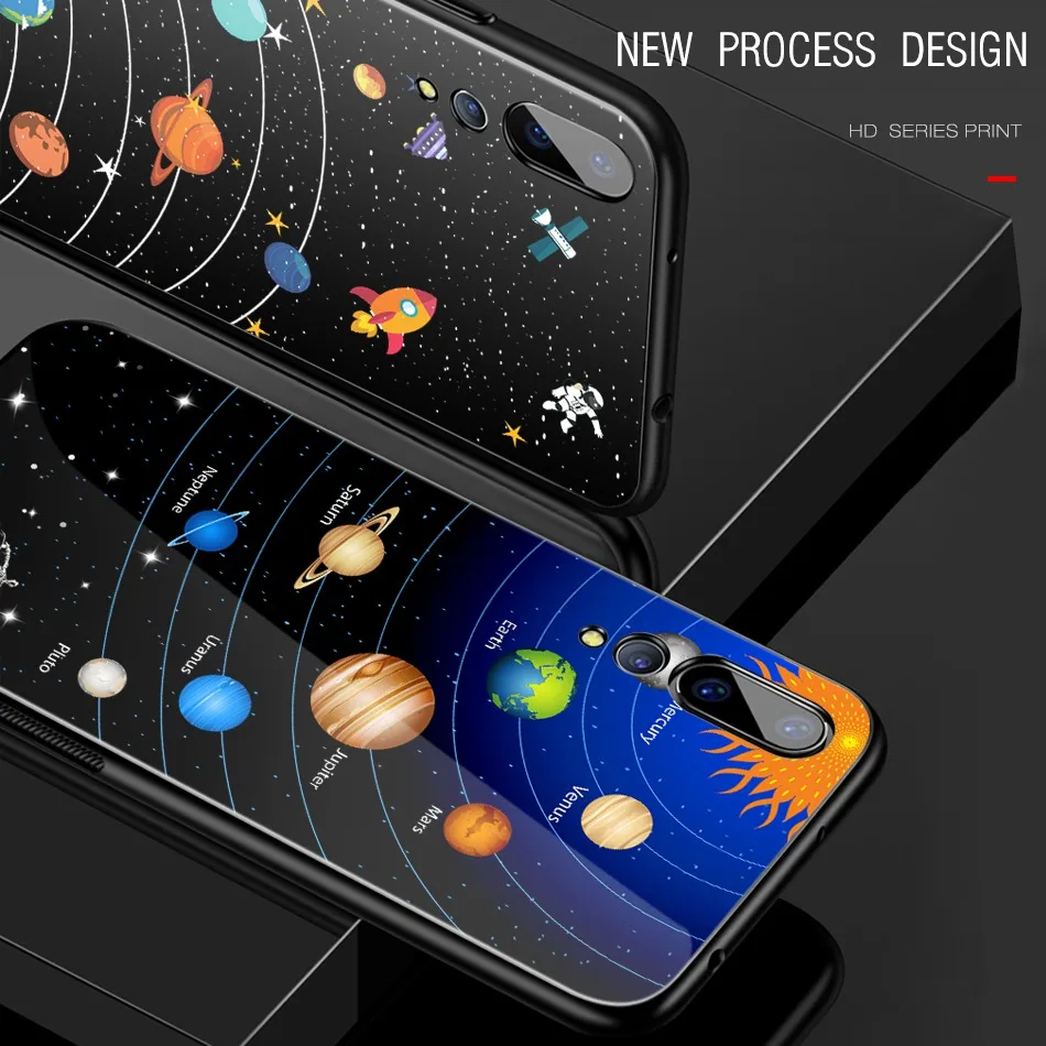 Star Space Tempered Glass Case For Huawei Mate 10 Lite Silicone P20 Pro Honor 9 P Smart On Cover Coque |