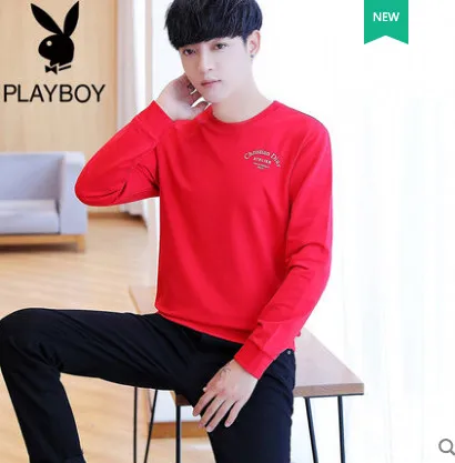 Playboy Осенняя толстовка с длинными рукавами Мужская свободная нижняя рубашка тренд Студенческая красивая рубашка толстовка