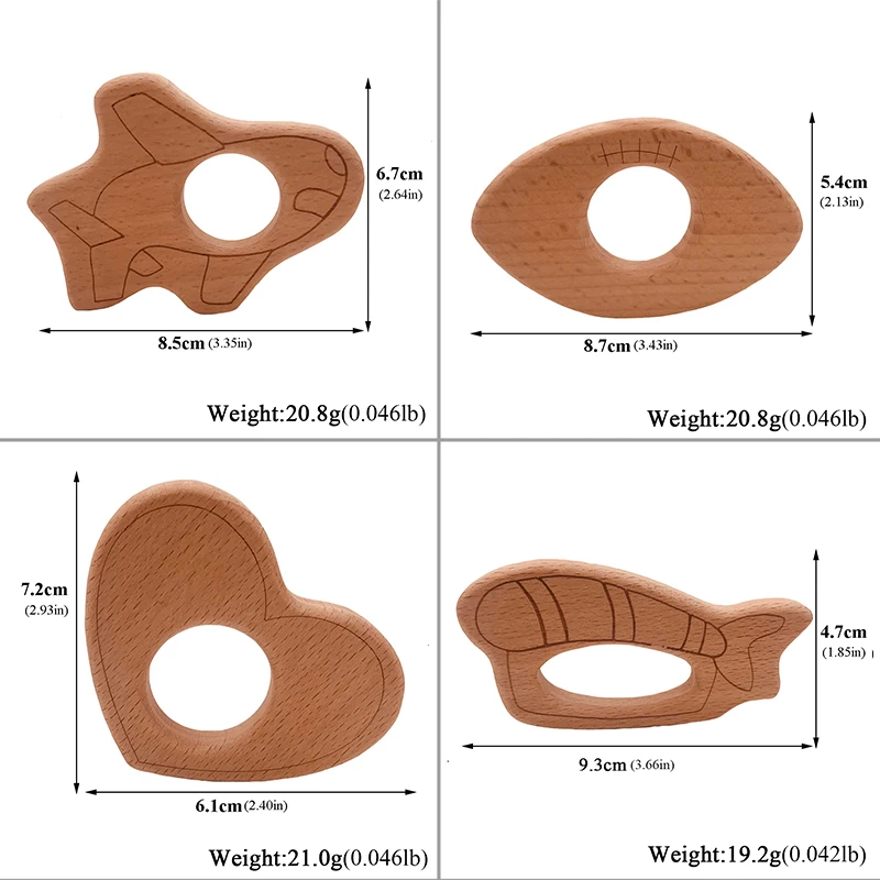 Mordedor de madera para beb&eacute;, seguro, enfermera, lactancia materna, entrenamiento para masticar, sin encerar, ecol&oacute;gico, mordedor org&aacute;nico para beb&eacute;-2