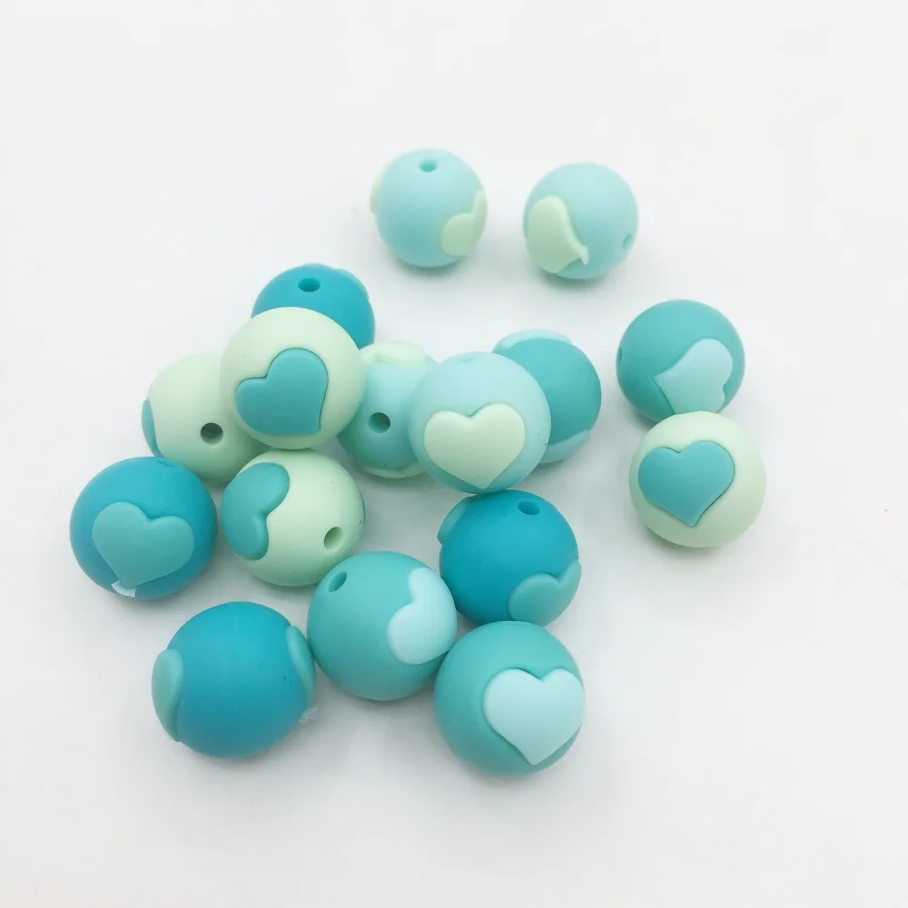 10 шт. Силиконовые Круглые бусины в форме сердца силиконовые для прорезывания