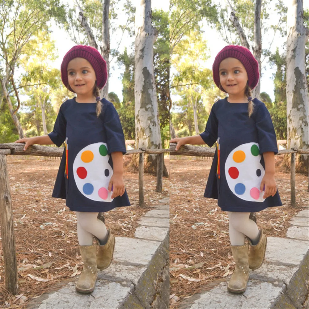 1-7 Years Kids Girl Dress Toddler Baby Long Sleeve Dresses Autumn Children Girls Clothing Winter Cotton Princess Outfits | Детская