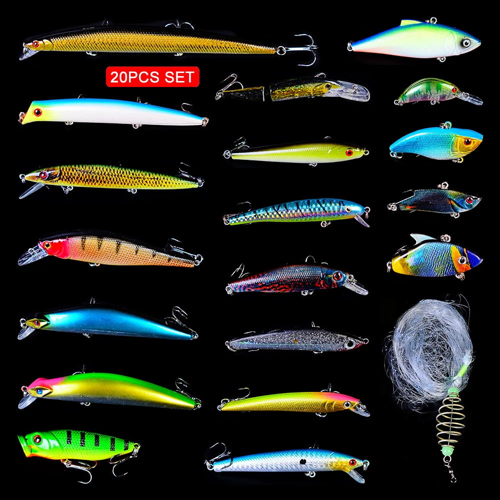 20 шт. набор рыболовных приманок смешанный стиль пластиковая жесткая рукоятка