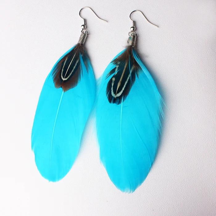 VIVILADY бохо шик модные разноцветные бусы длинные серьги с павлиньими перьями