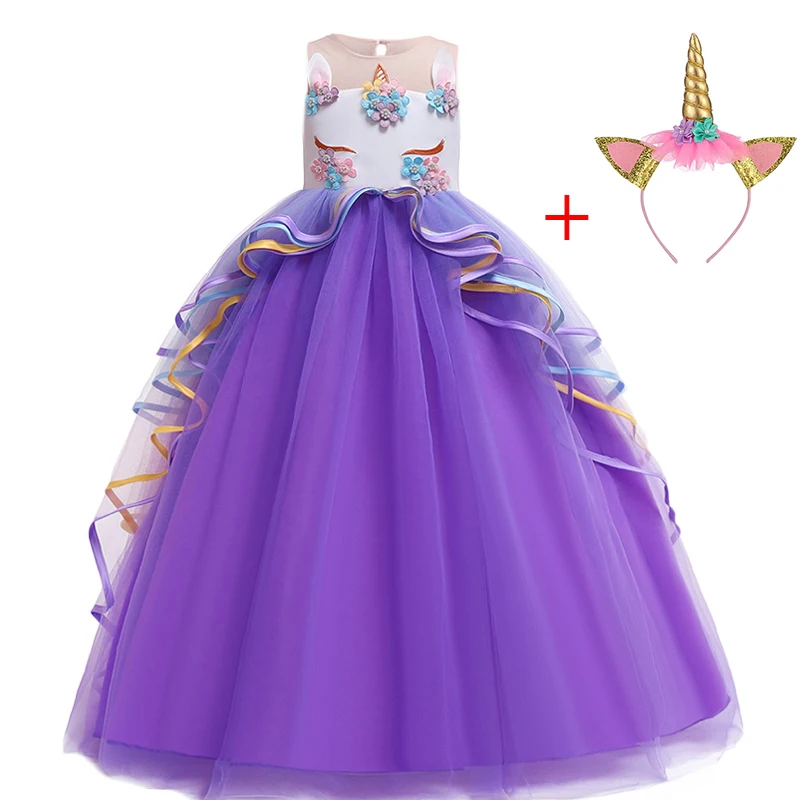 Фото Unicorn Party Kids Dresses For Girls Long Princess Dress Children Carnival Costume Flower Wedding Dress4 6 8 10 12 14 Year Детская Unicorn Party Kids Dresses For Girls Long Princess Dress Children Carnival Costume Flower Wedding Dress4 6 8 10 12 14 Year Детская