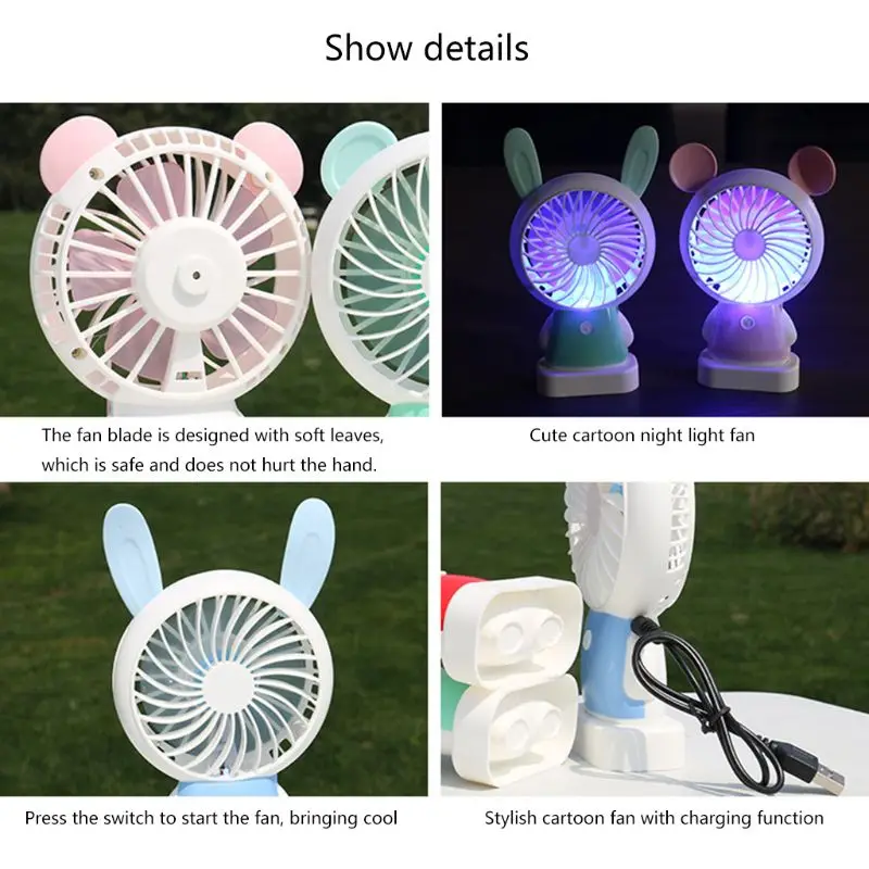 1 шт. мультяшный портативный Электрический вентилятор с USB-зарядкой кондиционер