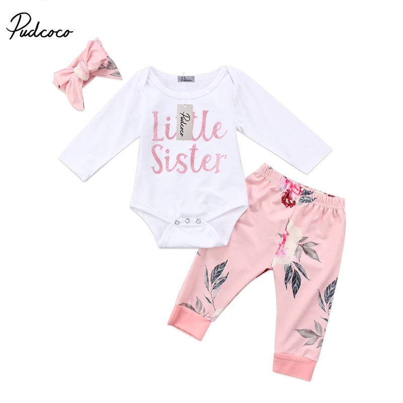 

Рождественское боди pudcoco для новорожденных малышей и маленьких девочек, топы + штаны с цветами, 3 предмета, одежда для маленьких девочек, наря...