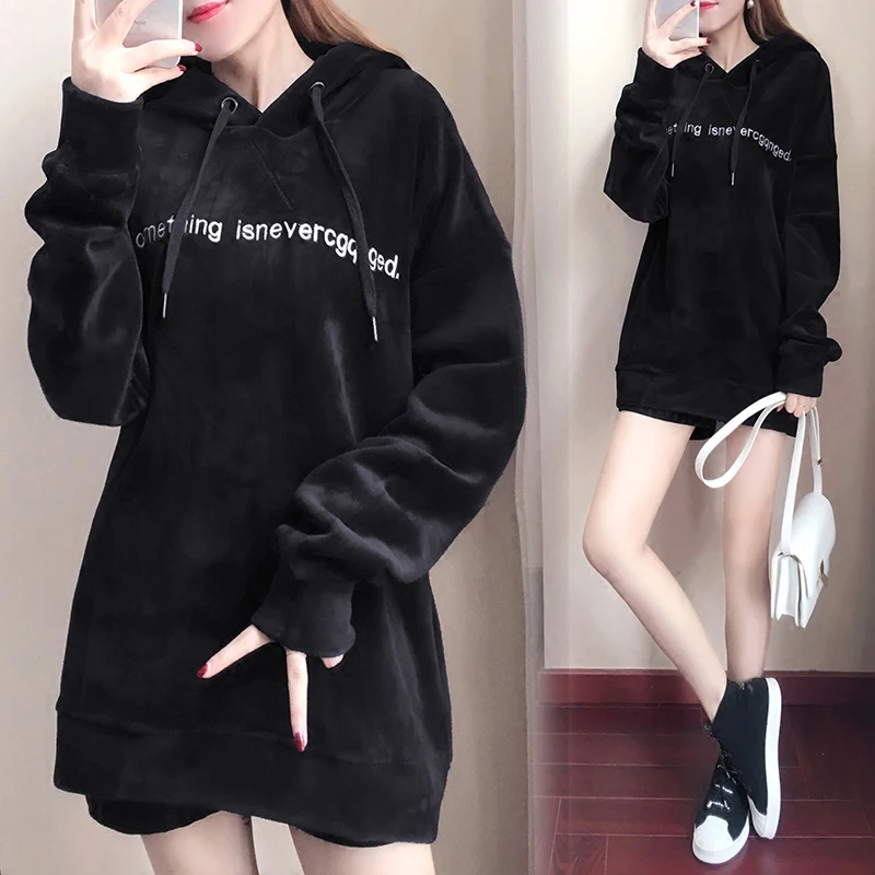 Женское бархатное платье с капюшоном размеры XL 5XL|jumper hoodie|hoodie topprint women |
