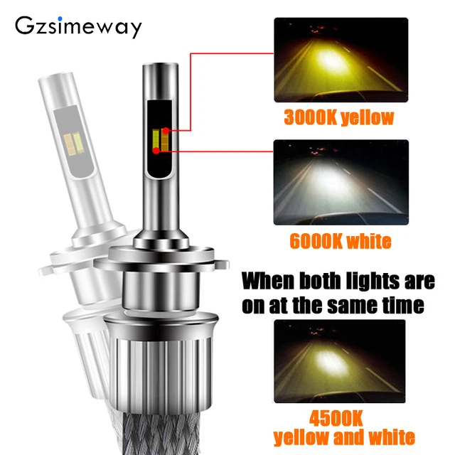 3-Color (tricolor) Gzsimeway триколор Автомобильный светодиодный Hb3 9005 фар H11 h4 h1 H7 H3 hb4 H27 H9 9004 D2R D2S 50W 12V 3000k 4300K 6000K светодиодный противотуманные фары - Испускаемый цвет: 3-Color (tricolor)