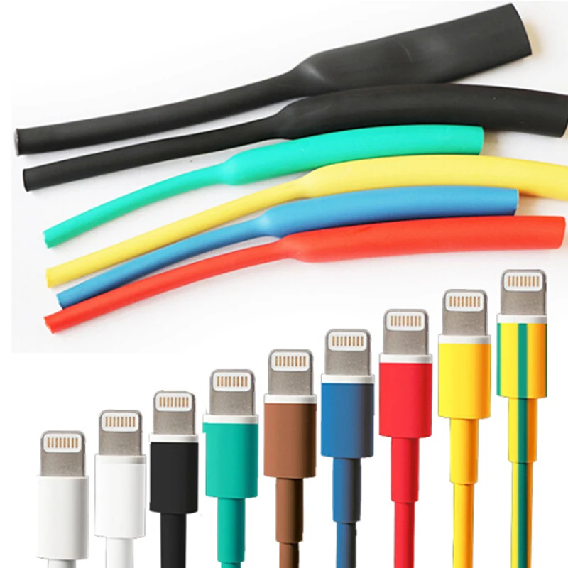 2pcs Universal Heat Shrink Tube Saver Cover For iPhone Lightning Charger Cable USB Cord Protector New Wire Organizer