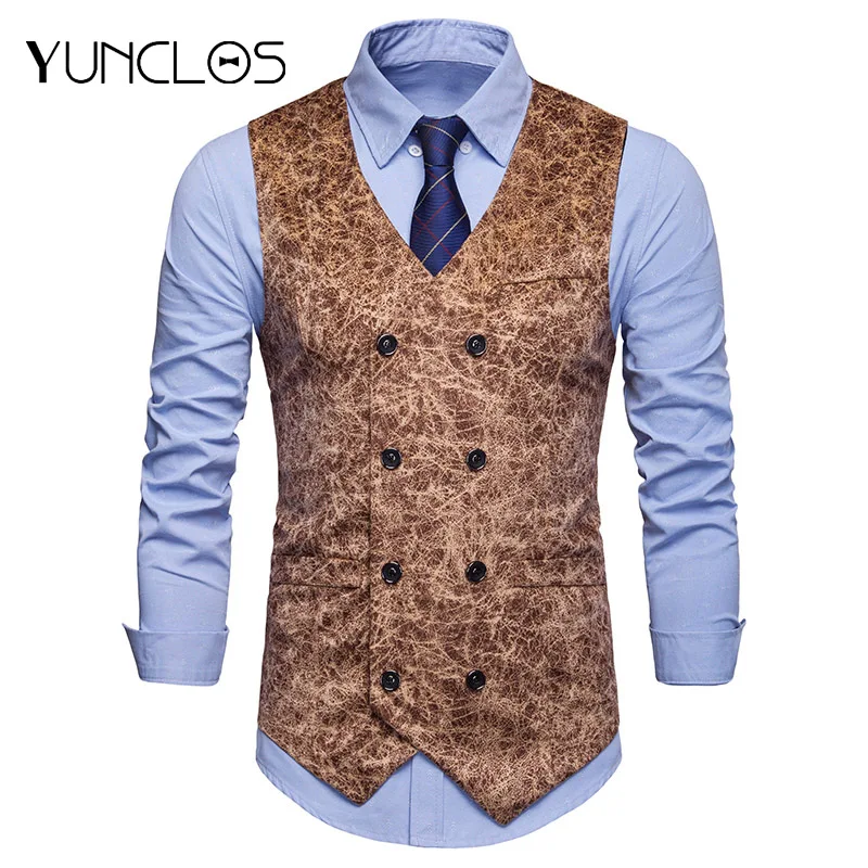 Мужской жилет с леопардовым принтом YUNCLOS для свадебной вечеринки повседневный