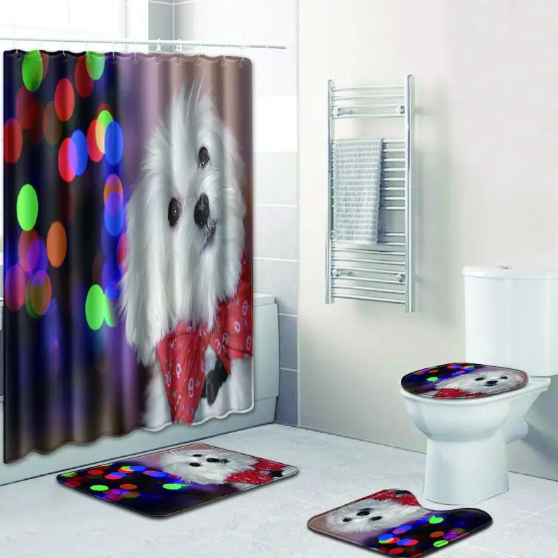 d6 Модные верный пес Ванная комната душа Шторы и ковер В набор входят 4 составляющих элемента шт./компл. туалетный коврик аксессуары Индия ковер в коврик для ванной комнаты для домашнего декора - Цвет: d6