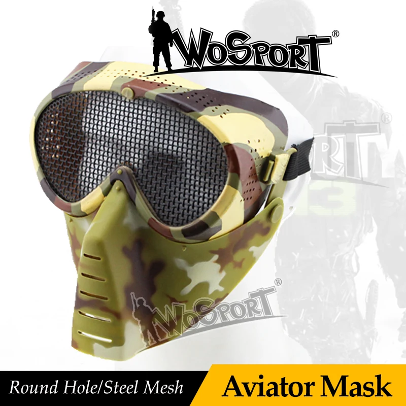 WoSporT Защитная Полнолицевая Тактическая Военная Модель со стальной сеткой|mask