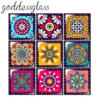 Красивые красочные цветочные узоры, 10 шт., смешанные квадратные фотографии 12 мм20 мм25 мм30 мм, кабошон, демонстрация, плоская задняя часть