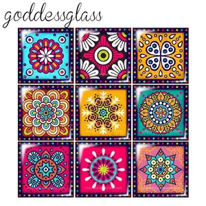 Красивые красочные цветочные узоры, 10 шт., смешанные квадратные фотографии 12 мм20 мм25 мм30 мм, кабошон, демонстрация, плоская задняя часть