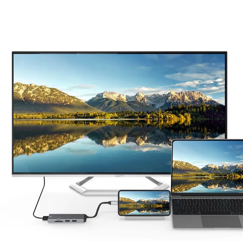 6 в 1 4K HD USB-C концентратор видео аудио кабель адаптер Тип C к HDMI usb 3,0/usb 2,0 с SD/TF кард-ридер Тип C USB концентраторы