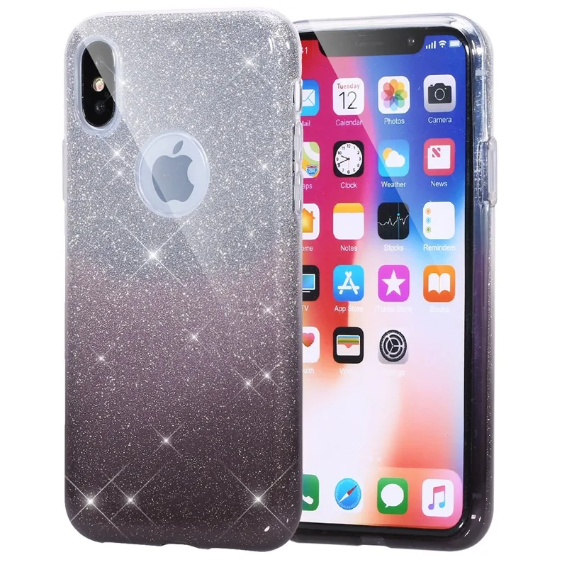Чехол для iPhone 8 7 6 6S Plus X двухслойный Блестящий Мягкий силиконовый чехол из ТПУ