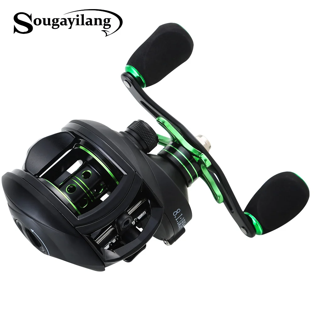 Sougayilang Baitcasting Fishing Reel 12+1BB Strong Drag Power 8kg Right/Left Handle 8.1:1 Carp Wheels Tracking | Спорт и развлечения