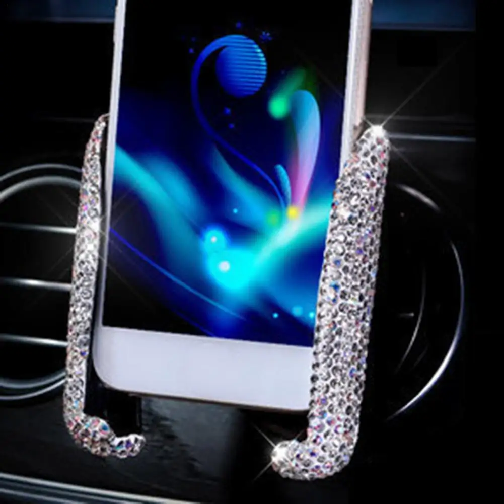 

Car Phone Holder Multifunction Rhinestone Car Support Frame Buckle Type Air Outlet Car Navigation Frame Car Accessories