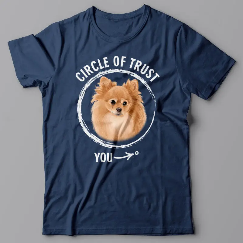 Крутая футболка с круглым вырезом и принтом круг доверия-Померанский подарок для