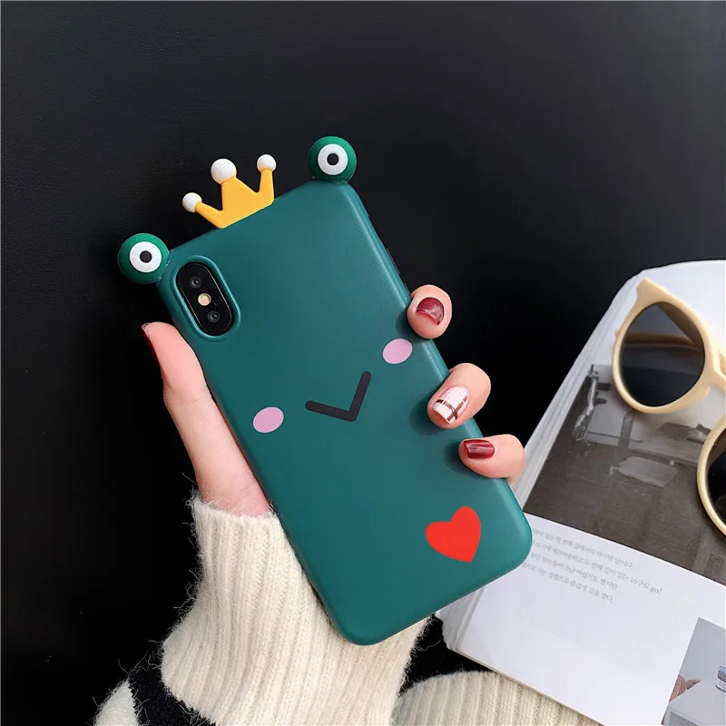 Чехол JAMULAR с 3D рисунком лягушки принца для iPhone 7 XS MAX XR X 8 6 6s Plus милый мягкий