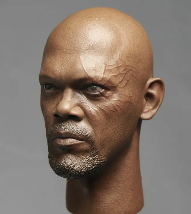 1/6 Сэмюэл Джексон Глава Sculpt для черной кожи Ник Фьюри Средства ухода за кожей