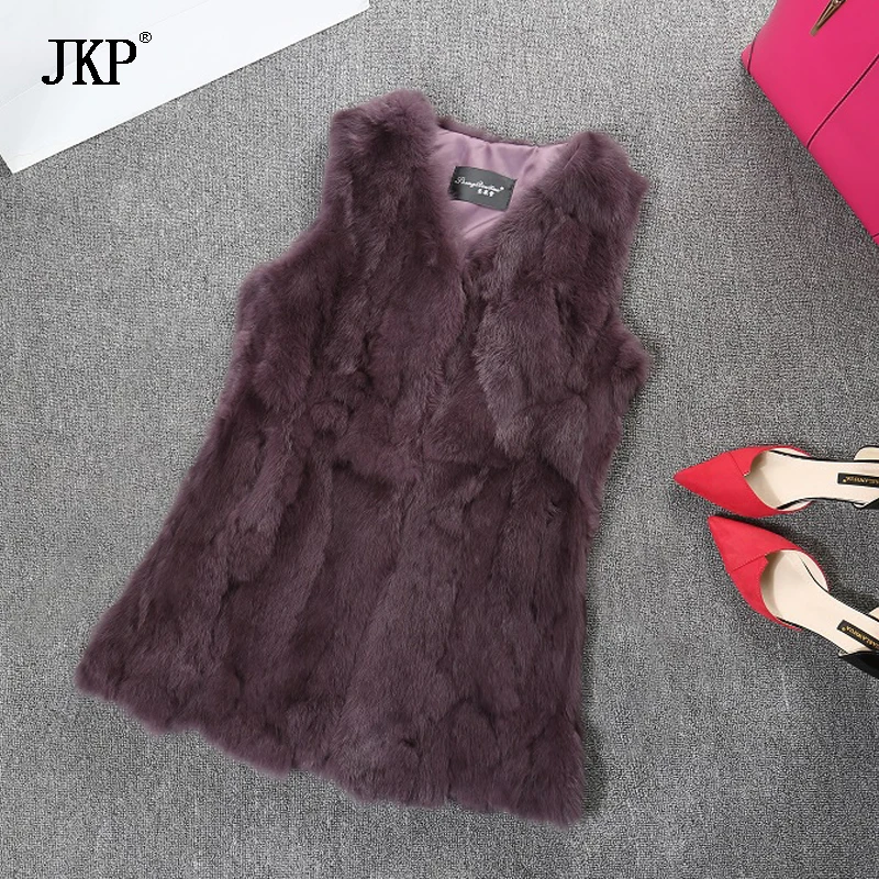 Меховой жилет для женщин с натуральным кроличьим мехом меховой детей пальто