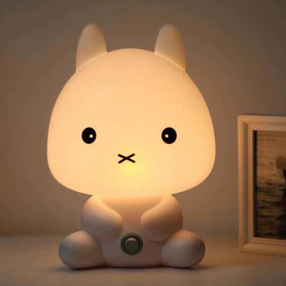 ЕС Plug маленьких Спальня лампы Ночник мультфильм Животные Панда Кролик ПВХ