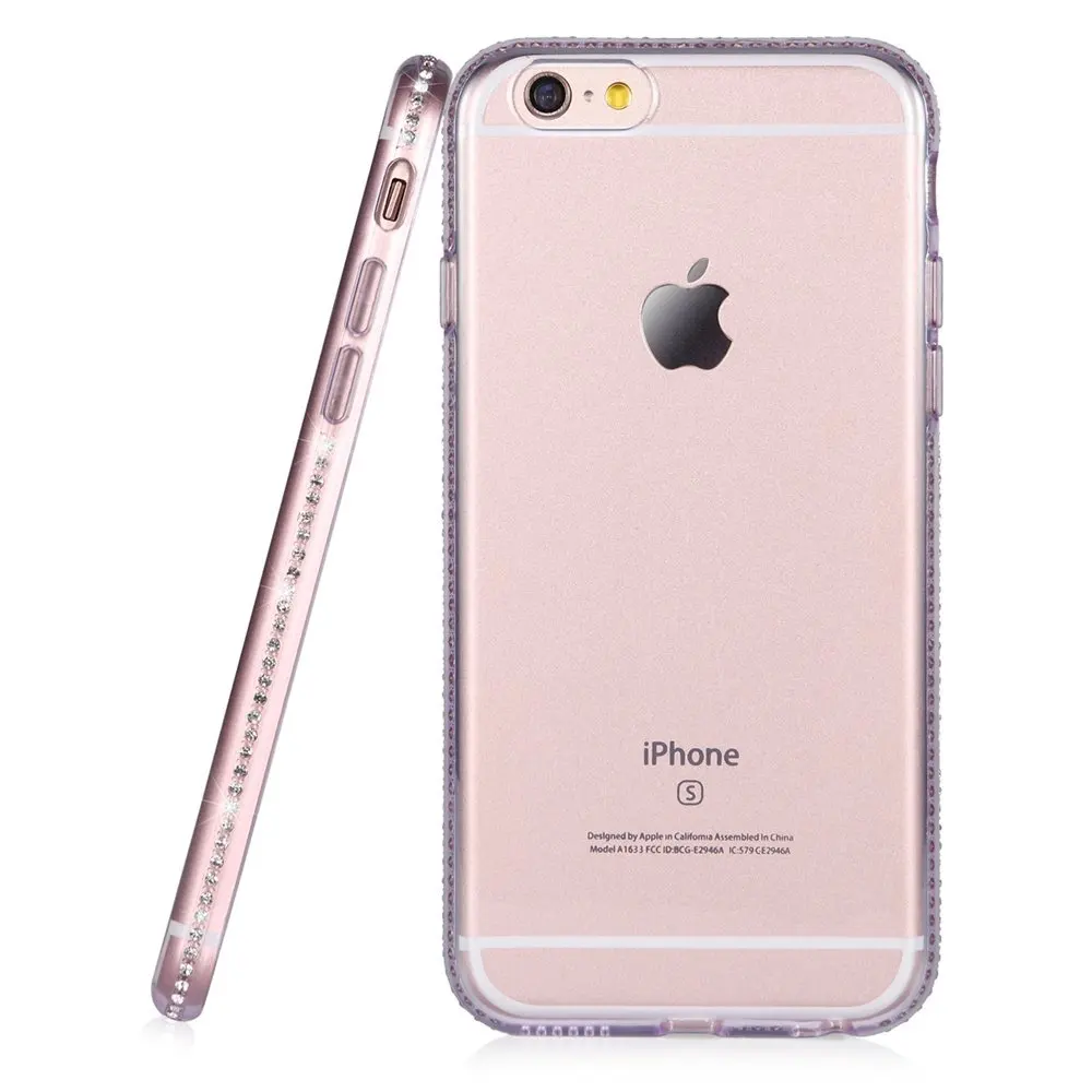 Чехол Portefeuille для Iphone 6 S прозрачная защитная задняя крышка блестящая оправа со