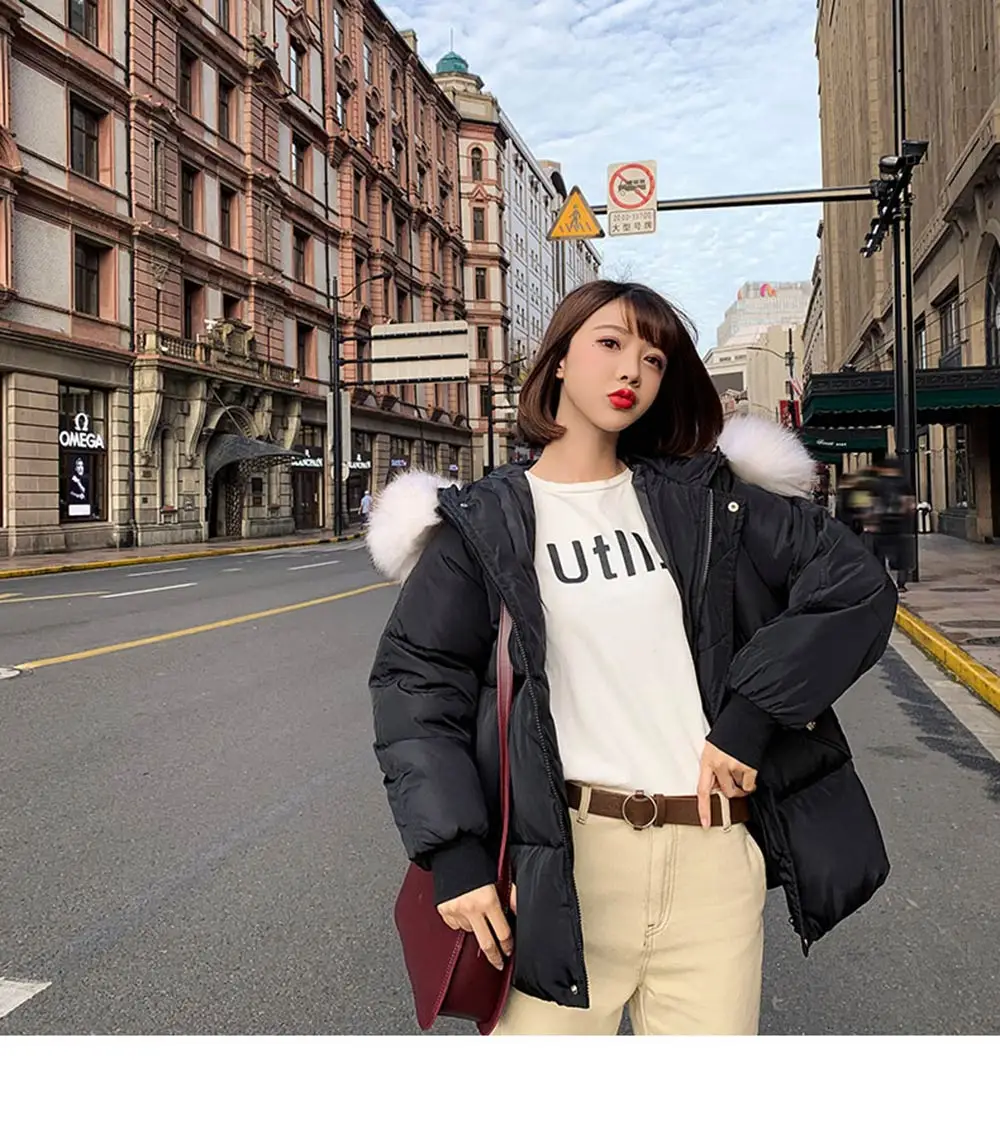 PinkyIsBlack Parkas Mujer короткая зимняя куртка женская куртка Корейская парка меховой воротник плюс размер Теплая стеганая Женская куртка пальто