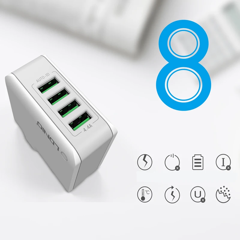 Горячая Распродажа LDNIO A4403 5V 4.4A 4-Порты и разъёмы универсальное USB Сетевое зарядное Зарядное устройство адаптер USB настенное зарядное устройство для смартфон планшеты Зарядное устройство для iPhone х huawei