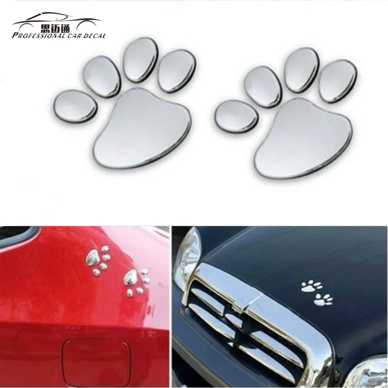 Car styling 2pcs cute 3D car window bumper bady decal sticker paw animal dog foot prints pattern funny stickers for ford | Автомобили и