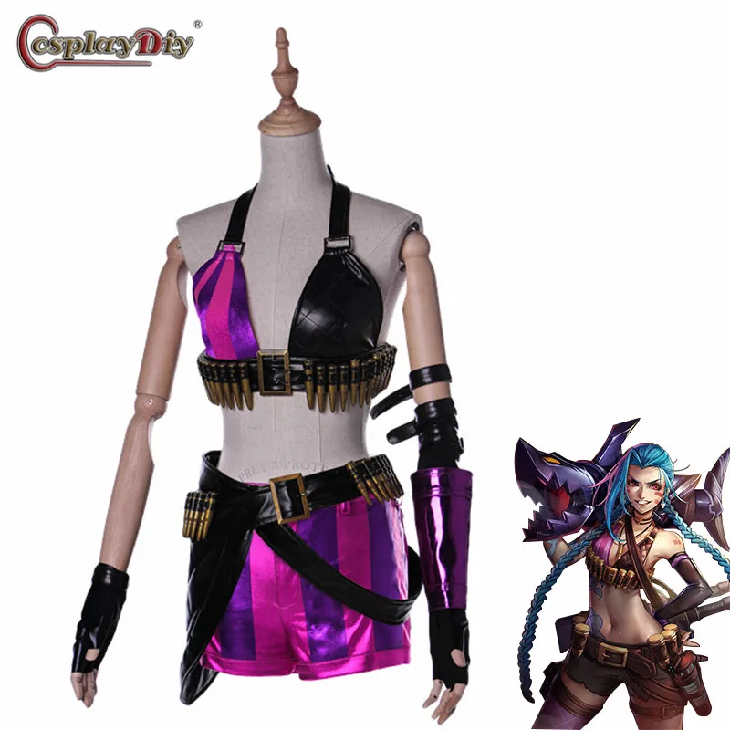 Косплей diy Игра LOL Crit Loli Jinx оригинальная кожа костюмы волшебная девушка Униформа