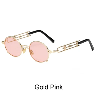Gold Pink Ralferty, уникальные винтажные стимпанк Солнцезащитные очки для женщин и мужчин, дизайнерские золотистые красные очки, аксессуары для женщин, Ретро панк очки B010 - Цвет линз: Gold Pink