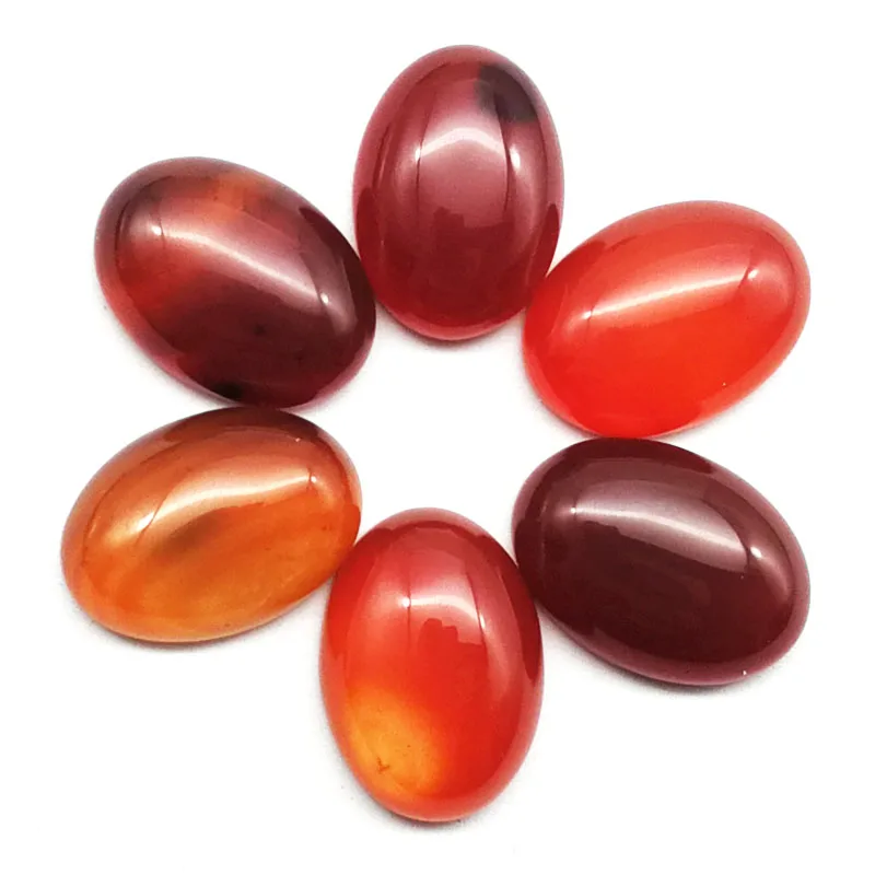 (12 шт./лот) оптовая продажа натуральный красный Агаты овальный кабошон 25x18x6 мм