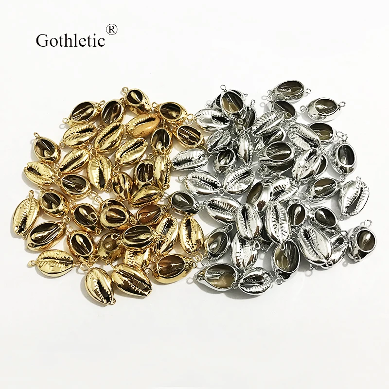 8 шт./лот 14x20 мм золото/родий цвет натуральный Пука Cowrie Shell свободные бусины с