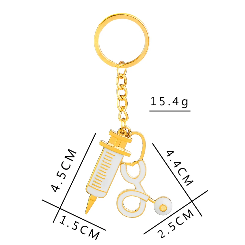 Syringe and Stethoscope Keychains Doctors nurse Keyrings hospital Jewelry angel Charm Workers Car Key Holder | Украшения и