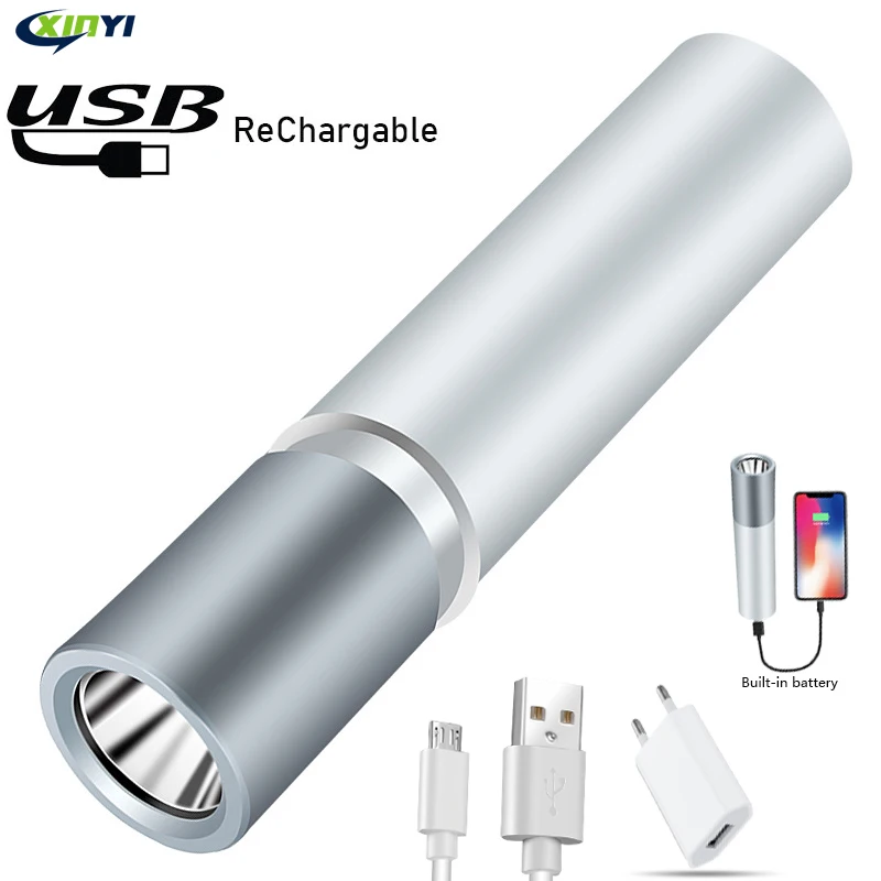 USB перезаряжаемая простая светодиодная вспышка из алюминиевого сплава