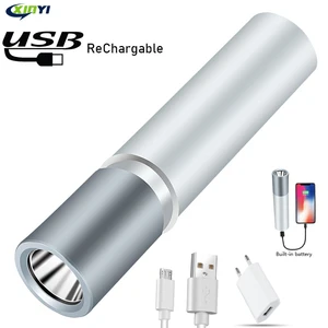 USB Перезаряжаемый простой светодиодный фонарик из алюминиевого сплава телескопический зум 3 режима встроенный аккумулятор светодиодный фонарик светильник внешнего аккумулятора
